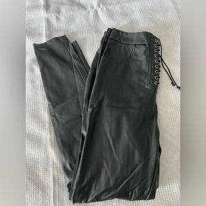 SHEIN Black Skinny Pants with Lace-Up Detail